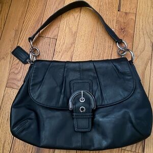 Coach Soho F17217 Vintage Rare Black Leather Shoulder Bag EUC
